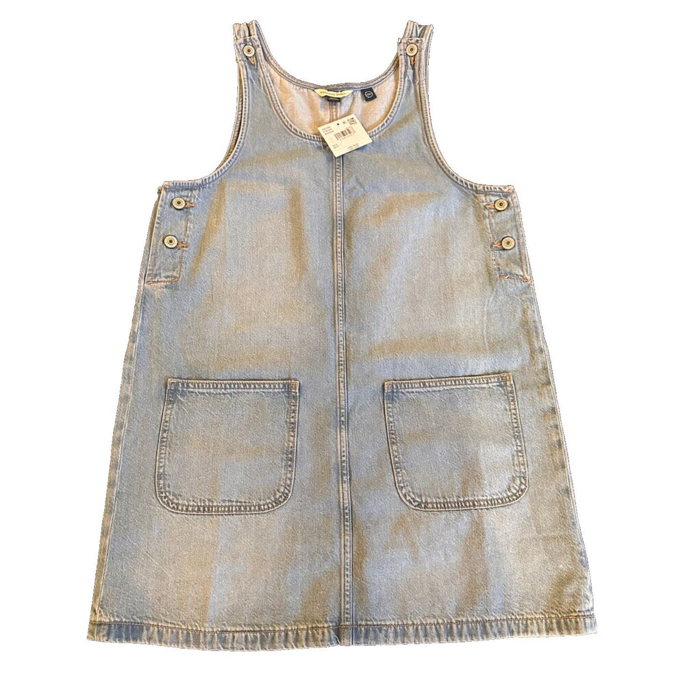 American Eagle Denim Overall Mini Dress Light Wash Y2K Festival Concert NWT S